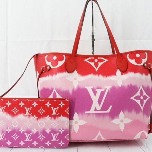 LOUIS VUITTON Escar Neverfull MM Rouge - Picture 1 of 10